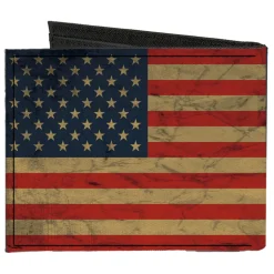 Canvas Bi-Fold Wallet - American Flag Weathered