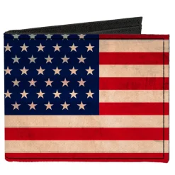 Canvas Bi-Fold Wallet - American Flag Weathered Color