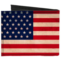 Canvas Bi-Fold Wallet - American Flag Weathered Color