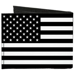 Canvas Bi-Fold Wallet - American Flag Black White