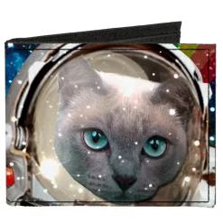 Canvas Bi-Fold Wallet - Astronaut Cats in Space Rainbows Stars