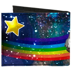 Canvas Bi-Fold Wallet - Astronaut Cats in Space Rainbows Stars
