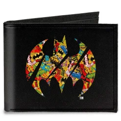 Canvas Bi-Fold Wallet - Bat Signal Black Logos Stacked