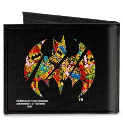 Canvas Bi-Fold Wallet - Bat Signal Black Logos Stacked