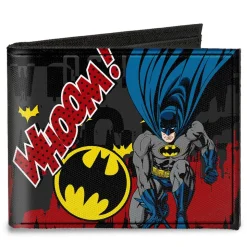 Canvas Bi-Fold Wallet - Batman Action Poses WHOOM! Gray Black Red