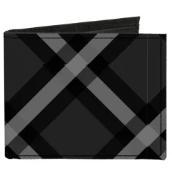 Canvas Bi-Fold Wallet - Buffalo Plaid X Charcoal Black Gray