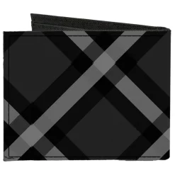 Canvas Bi-Fold Wallet - Buffalo Plaid X Charcoal Black Gray