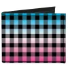 Canvas Bi-Fold Wallet - Buffalo Plaid Turquoise Fuchsia Fade