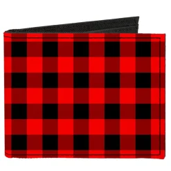 Canvas Bi-Fold Wallet - Buffalo Plaid Black Red