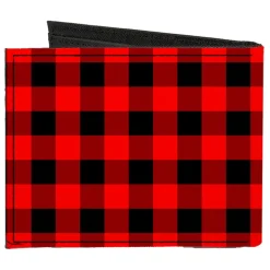 Canvas Bi-Fold Wallet - Buffalo Plaid Black Red