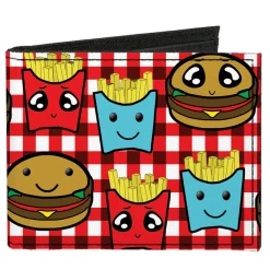 Canvas Bi-Fold Wallet - Burger & Fries Cartoon