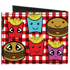 Canvas Bi-Fold Wallet - Burger & Fries Cartoon