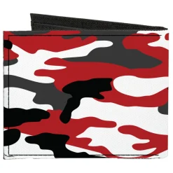 Canvas Bi-Fold Wallet - Camo Red Black Gray White