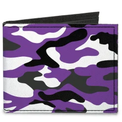 Canvas Bi-Fold Wallet - Camo Purple Black Gray White