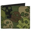 Canvas Bi-Fold Wallet - Camo Olive Skull Yard