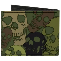 Canvas Bi-Fold Wallet - Camo Olive Skull Yard
