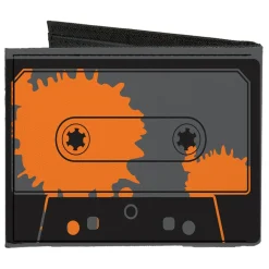 Canvas Bi-Fold Wallet - Cassette Splatter Gray Orange