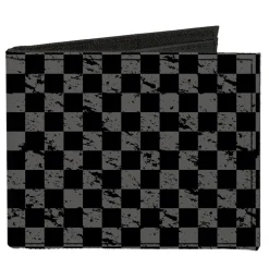 Canvas Bi-Fold Wallet - Checker Weathered2 Black Gray