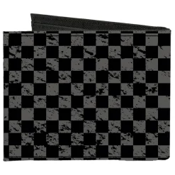 Canvas Bi-Fold Wallet - Checker Weathered2 Black Gray