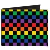 Canvas Bi-Fold Wallet - Checker Black Rainbow Multi Color