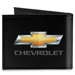 Canvas Bi-Fold Wallet - Chevy Bowtie CHEVROLET Black Gold Gray