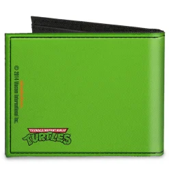 Canvas Bi-Fold Wallet - Classic TMNT Michaelangelo Face CLOSE-UP Green Orange