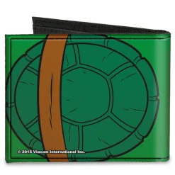 Canvas Bi-Fold Wallet - Classic TMNT Michaelangelo Turtle Shell Greens Browns