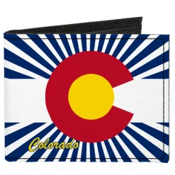 Canvas Bi-Fold Wallet - Colorado Flag Rays Blue White