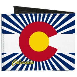 Canvas Bi-Fold Wallet - Colorado Flag Rays Blue White