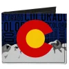 Canvas Bi-Fold Wallet - Colorado Logo Mountains Text Blue Black