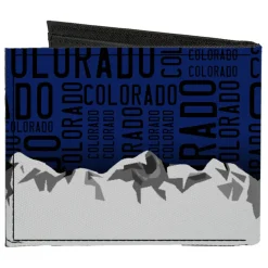 Canvas Bi-Fold Wallet - Colorado Logo Mountains Text Blue Black