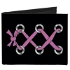 Canvas Bi-Fold Wallet - Corset Lace Up Black Fuchsia
