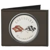 Canvas Bi-Fold Wallet - Corvette C1 Emblem Charcoal Gray