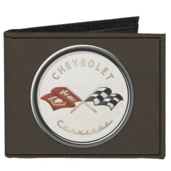Canvas Bi-Fold Wallet - Corvette C1 Emblem Charcoal Gray