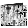 Canvas Bi-Fold Wallet - Crosses Assorted Distressed White Black