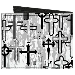 Canvas Bi-Fold Wallet - Crosses Assorted Distressed White Black
