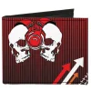 Canvas Bi-Fold Wallet - DJ Skulls Up Down Black Red