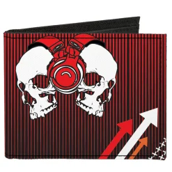 Canvas Bi-Fold Wallet - DJ Skulls Up Down Black Red