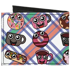 Canvas Bi-Fold Wallet - Donuts & Coffee Cartoon