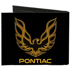 Canvas Bi-Fold Wallet - Firebird PONTIAC Logo Black Golds