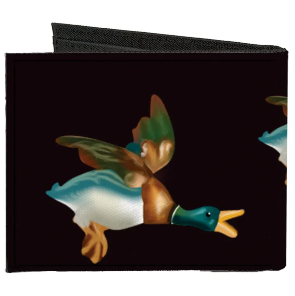 Canvas Bi-Fold Wallet - Flying Mallards Burgundy