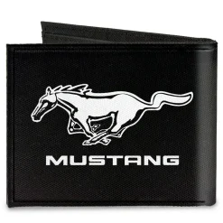 Canvas Bi-Fold Wallet - Ford Mustang Black/White Logo CENTERED
