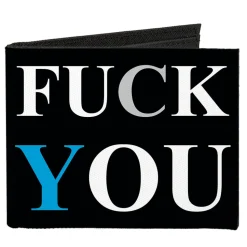 Canvas Bi-Fold Wallet - FUCK YOU FUCK ME Black White Blue