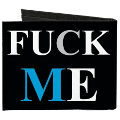 Canvas Bi-Fold Wallet - FUCK YOU FUCK ME Black White Blue