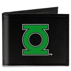 Canvas Bi-Fold Wallet - Green Lantern Logo CLOSE-UP Black Green