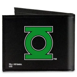 Canvas Bi-Fold Wallet - Green Lantern Logo CLOSE-UP Black Green