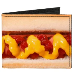Canvas Bi-Fold Wallet - Hot Dog w Mustard & Ketchup Vivid
