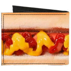 Canvas Bi-Fold Wallet - Hot Dog w Mustard & Ketchup Vivid