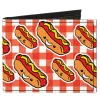 Canvas Bi-Fold Wallet - Hot Dogs Buffalo Plaid White Red