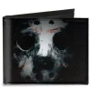 Canvas Bi-Fold Wallet - Jason Mask3 CLOSE-UP + FRIDAY THE 13th Black Grays Red